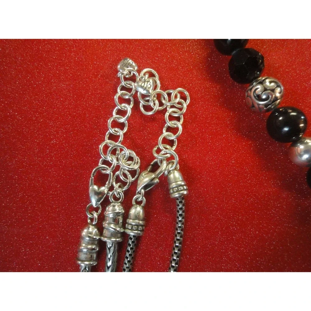 4‎ Brighton Necklace Pendant jewelry lot chain rhinestone black beads blue +
